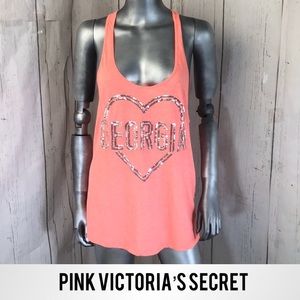 PINK VS Peachy Pink Georgia Sequin Muscle Tank Top